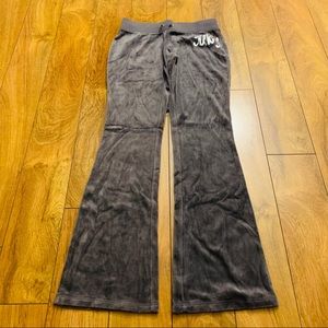 JUICY COUTURE GRAY VELOUR TRACK JOGGING PANTS SZ S
